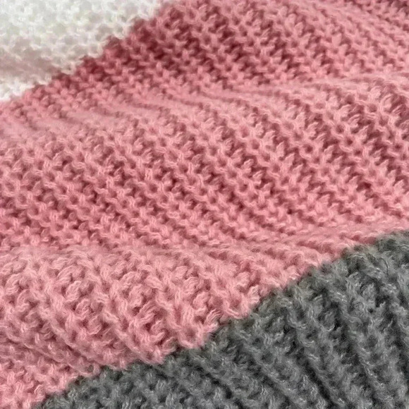 Multicolor Casual Women's Color Block Off Shoulder Batwing Sleeve Sweater - Picture 5 of 5